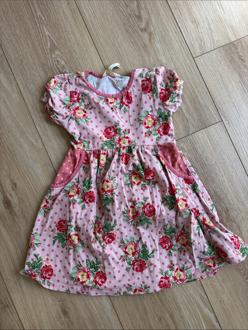 Matilda Jane Pink Floral Polka Dot Dress with Pockets